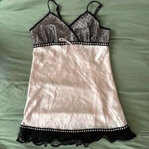 vintage pink slip dress with black lace